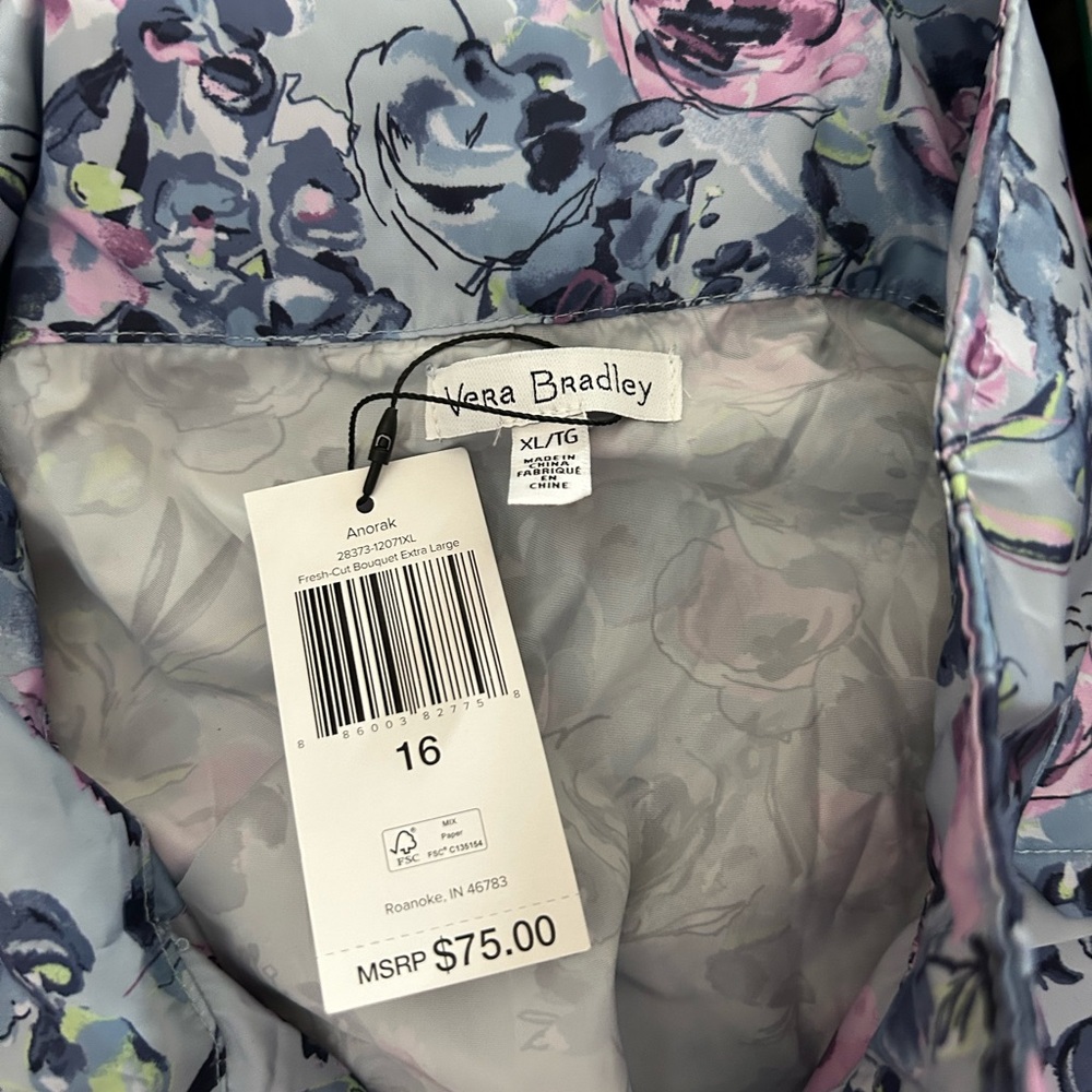 Vera Bradley Blue and Pink wind Jacket with Floral Design - Picture 4 of 4